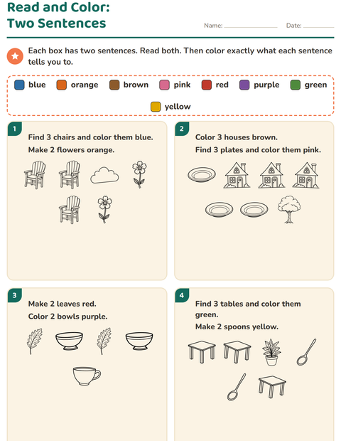 Preview of Read and Color worksheet featuring Home and Nature BW for grade 1