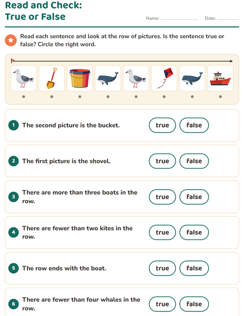 Preview of Read and Do worksheet featuring Beach for grade 1