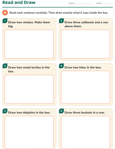 Preview of Read and Do worksheet featuring Beach for grade 1