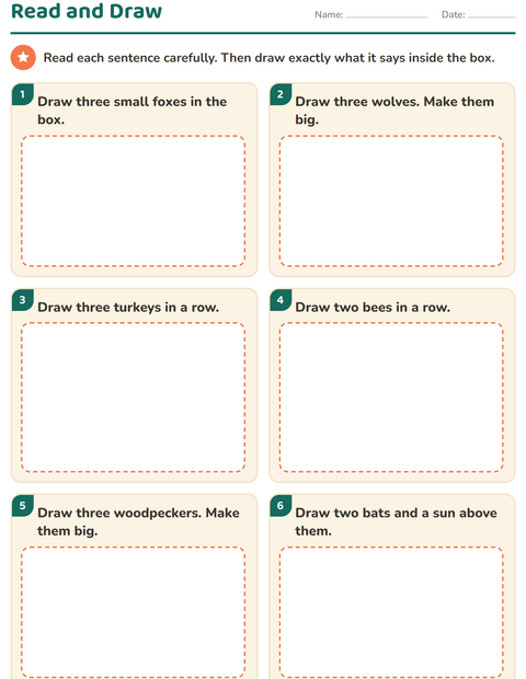 Preview of Read and Do worksheet featuring Forest Creatures for grade 1