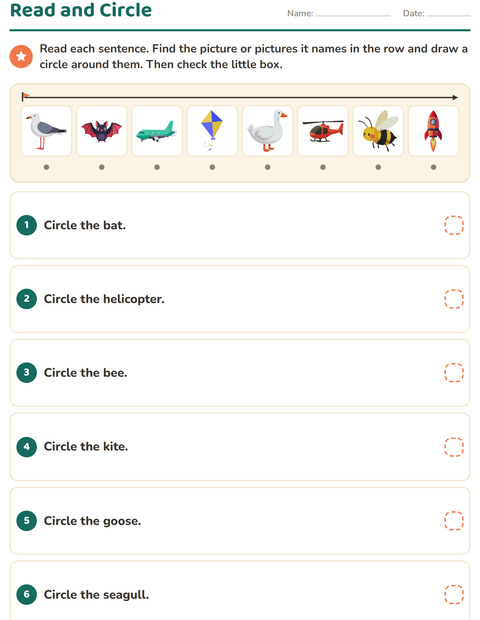 Preview of Read and Do worksheet featuring Things That Fly for grade 1