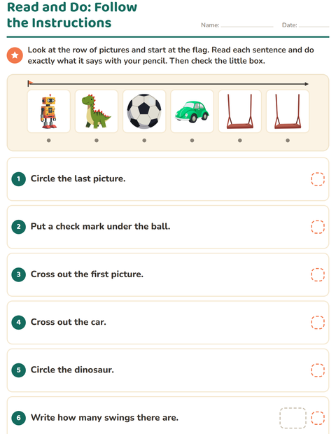 Preview of Read and Do worksheet featuring Toys for grade 1