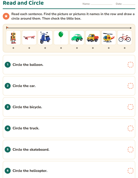 Preview of Read and Do worksheet featuring Toys for grade 1
