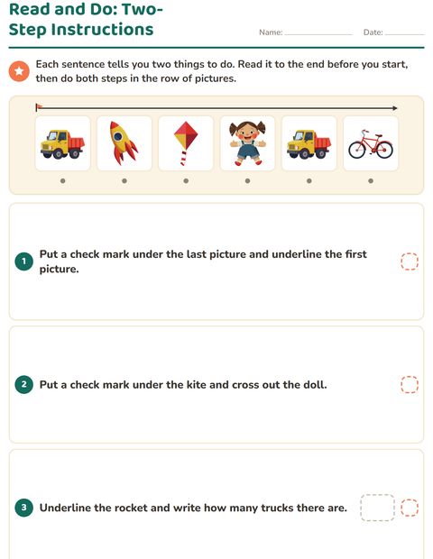Preview of Read and Do worksheet featuring Toys for grade 1