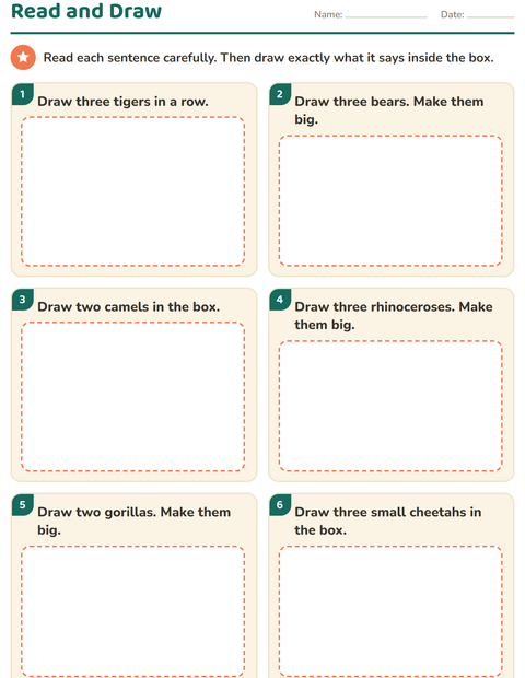 Preview of Read and Do worksheet featuring Zoo Animals for grade 1