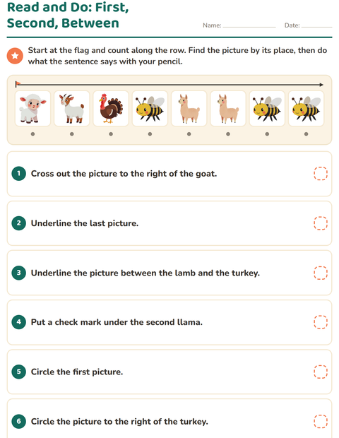 Preview of Read and Do worksheet featuring Farm Animals for grade 1