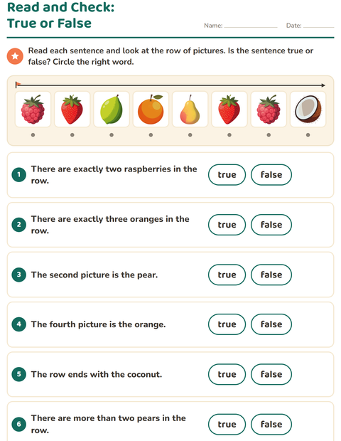 Preview of Read and Do worksheet featuring Fruits for grade 1