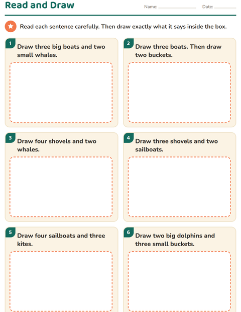 Preview of Read and Do worksheet featuring Beach for grade 1
