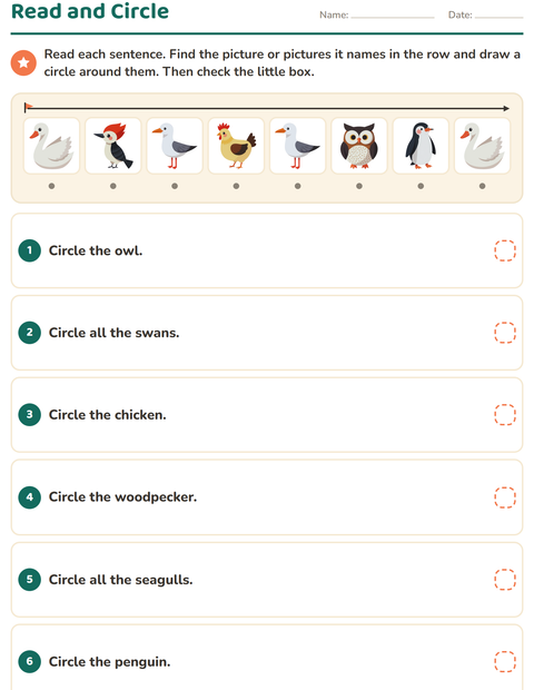 Preview of Read and Do worksheet featuring Birds 2 for grade 1