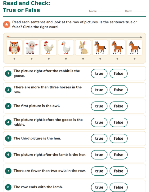 Preview of Read and Do worksheet featuring Farm Animals for grade 1