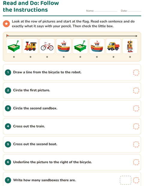 Preview of Read and Do worksheet featuring Toys for grade 1