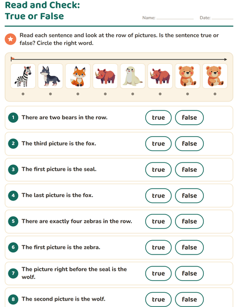 Preview of Read and Do worksheet featuring Zoo Animals for grade 1