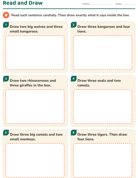 Preview of Read and Do worksheet featuring Zoo Animals for grade 1