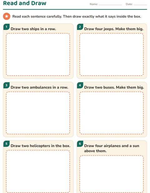 Preview of Read and Draw: Draw Exactly What the Sentence Says
