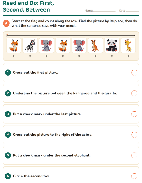 Preview of Read and Do worksheet featuring Zoo Animals for grade 1
