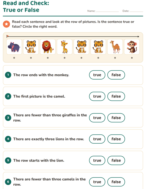 Preview of Read and Do worksheet featuring Zoo Animals for grade 1