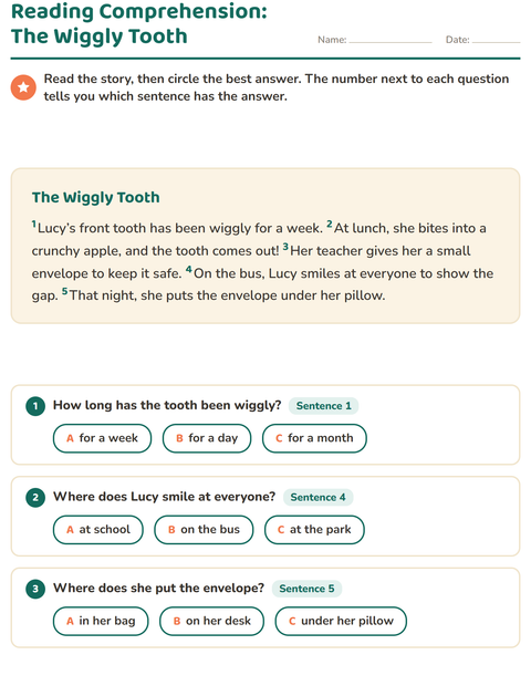 Preview of Reading Comprehension worksheet for grade 2