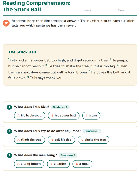 Preview of Reading Comprehension worksheet for grade 2