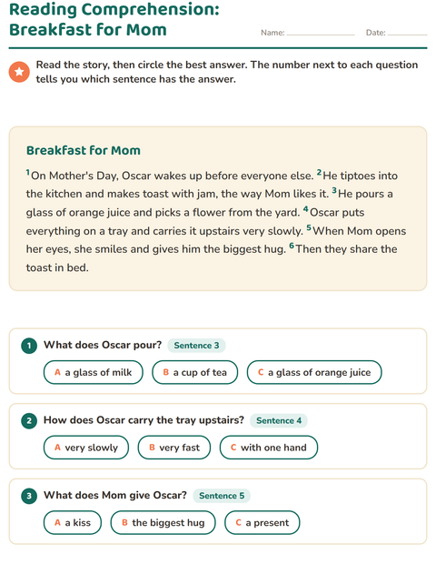 Preview of Reading Comprehension worksheet for grade 2