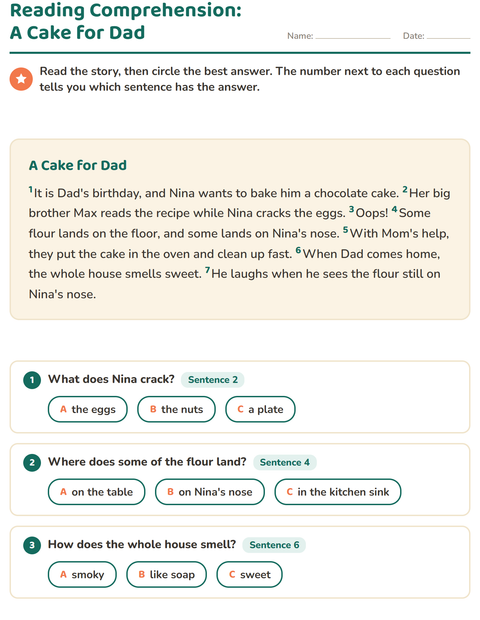 Preview of Reading Comprehension worksheet for grade 2