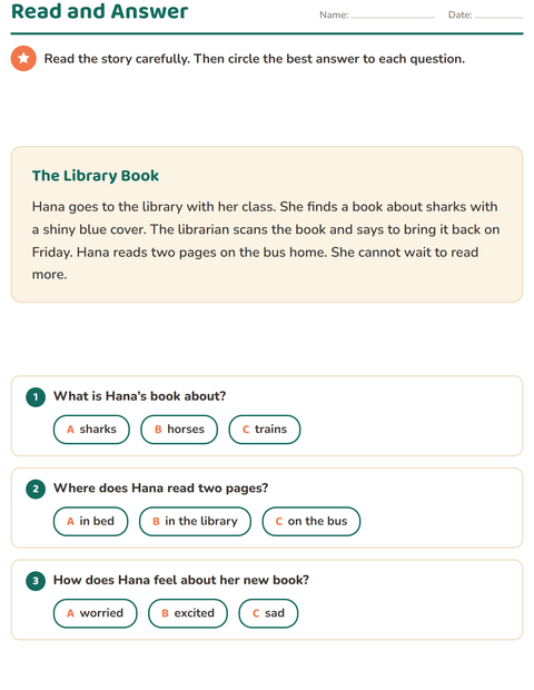 Preview of Reading Comprehension worksheet for grade 2