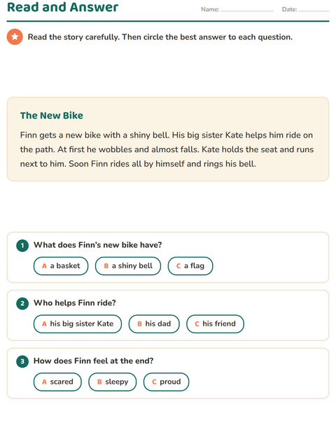 Preview of Reading Comprehension worksheet for grade 2