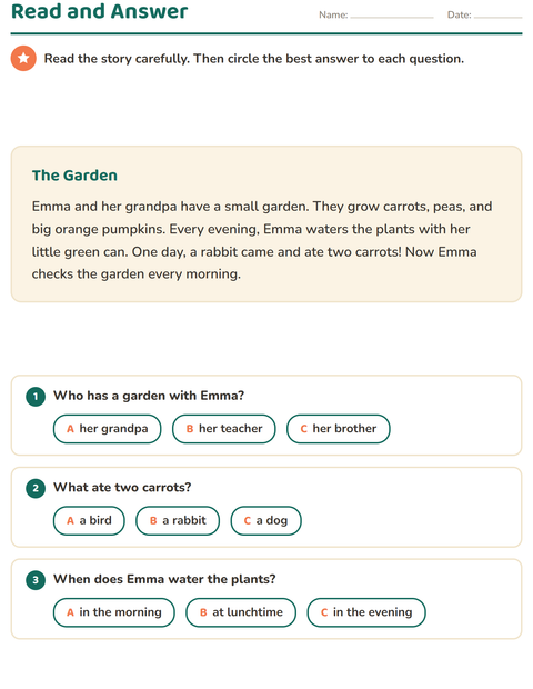 Reading Comprehension: Read the Story, Answer the Questions