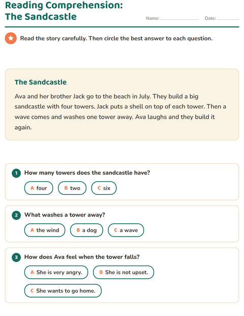 Preview of Reading Comprehension worksheet for grade 2