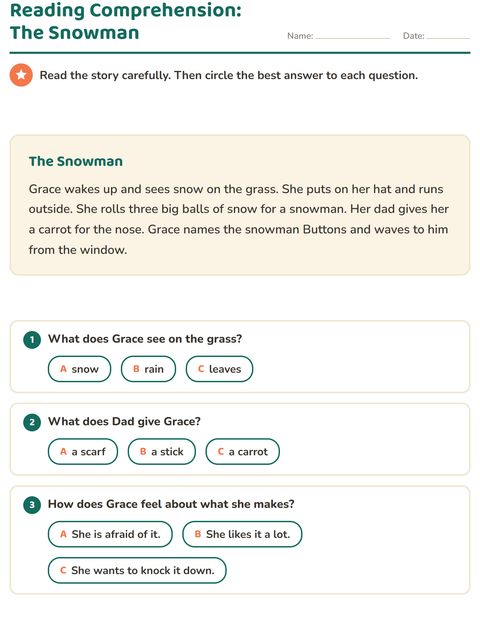 Preview of Reading Comprehension worksheet for grade 2