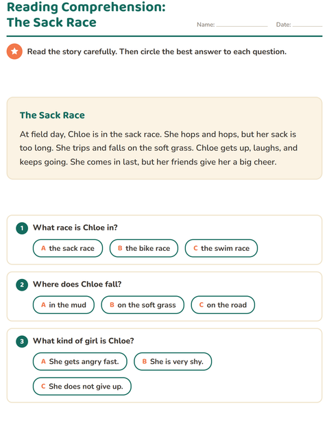 Preview of Reading Comprehension worksheet for grade 2