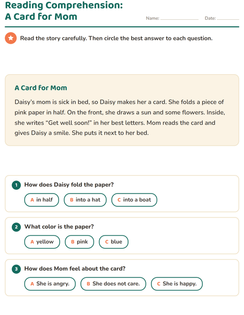 Preview of Reading Comprehension worksheet for grade 2