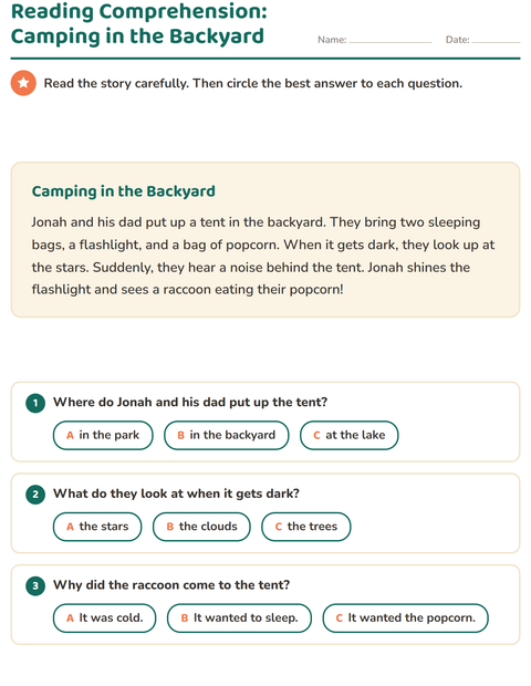 Preview of Reading Comprehension worksheet for grade 2