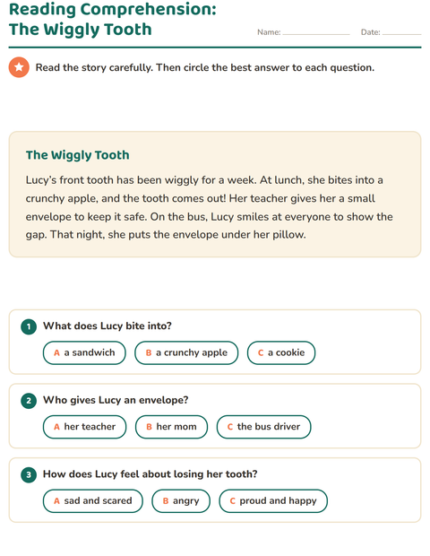 Preview of Reading Comprehension worksheet for grade 2