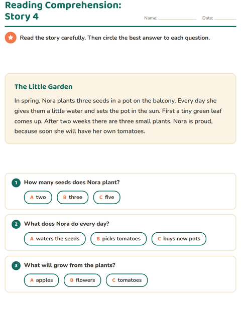 Preview of Reading Comprehension: The Little Garden