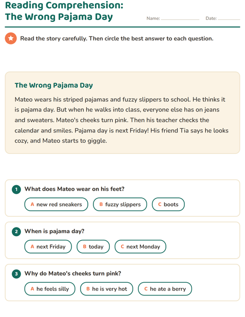 Preview of Reading Comprehension worksheet for grade 2