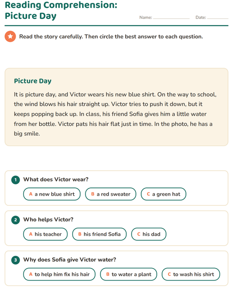 Preview of Reading Comprehension worksheet for grade 2