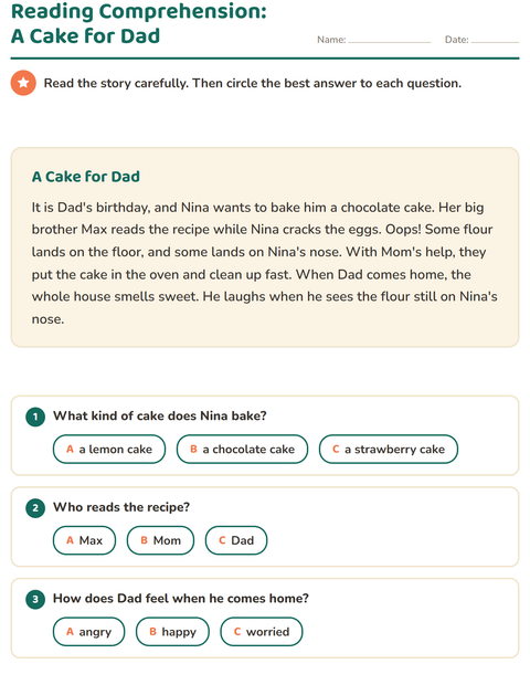 Preview of Reading Comprehension worksheet for grade 2