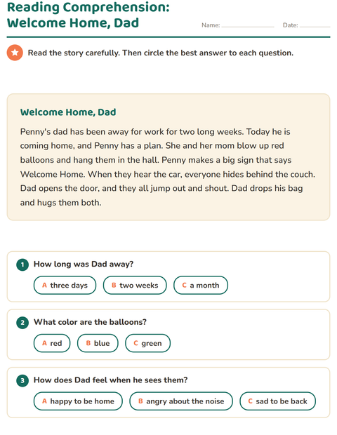 Preview of Reading Comprehension worksheet for grade 2