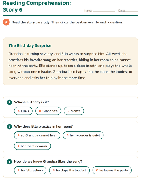 Reading Comprehension: The Birthday Surprise