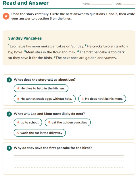 Preview of Reading Comprehension worksheet for grade 2