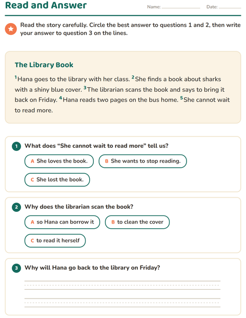 Preview of Reading Comprehension worksheet for grade 2