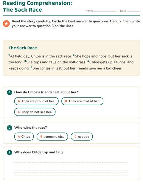 Preview of Reading Comprehension worksheet for grade 2