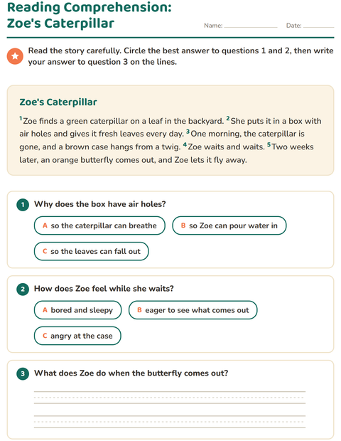 Preview of Reading Comprehension worksheet for grade 2