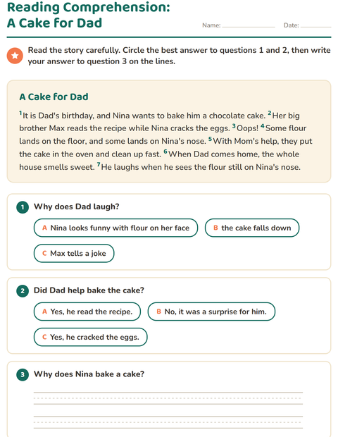 Preview of Reading Comprehension worksheet for grade 2