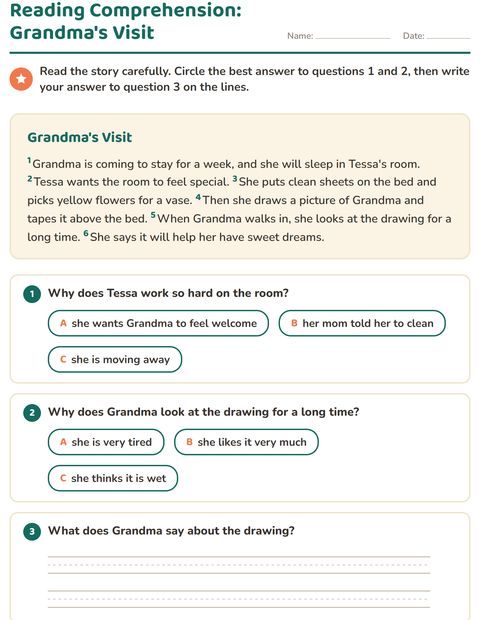 Preview of Reading Comprehension worksheet for grade 2