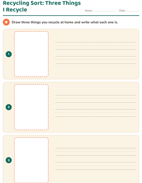 Preview of Recycling Sort worksheet for grade 1