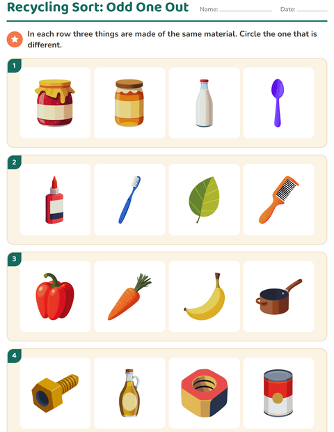 Preview of Recycling Sort worksheet for grade 2