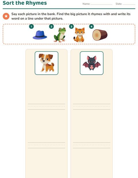 Preview of Rhyming Words worksheet for grade 1