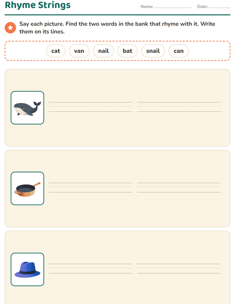 Preview of Rhyming Words worksheet for grade 1