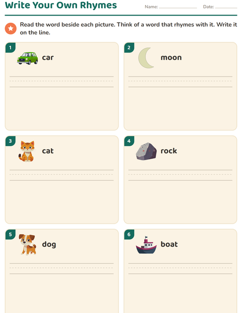 Preview of Rhyming Words worksheet for grade 1